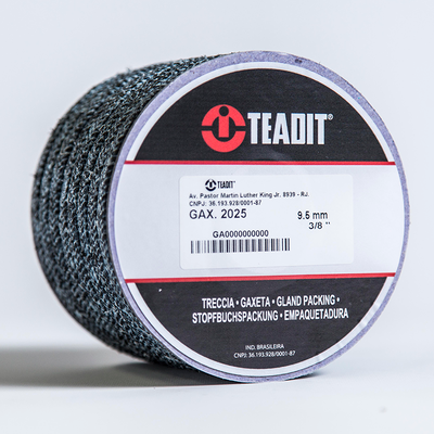 GAXETA TEADIT 2025 - Fios de Carbono e Dispersão em PTFE com Lubrificação de Óleo Mineral